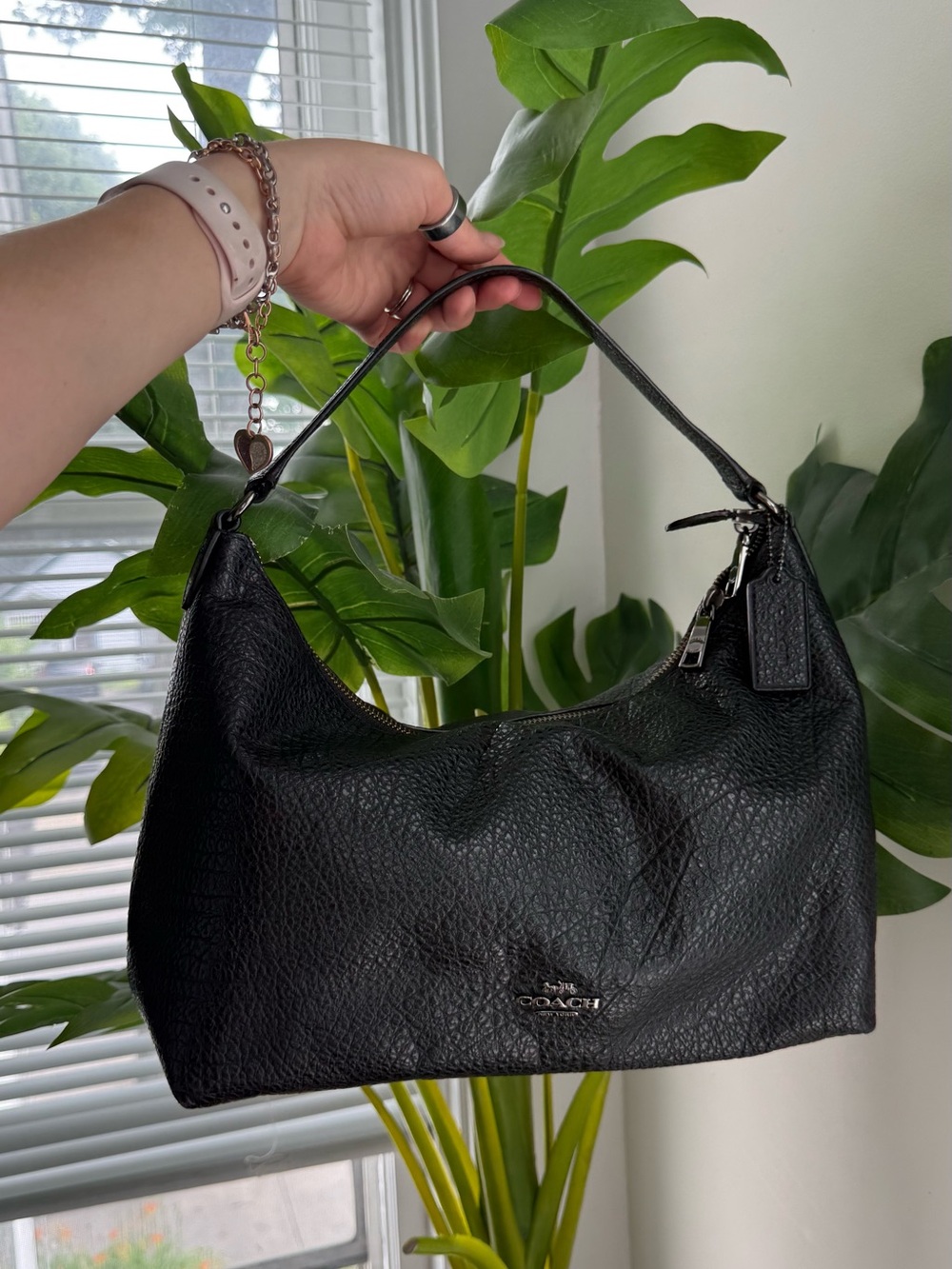 Coach Black Pebbled Leather Shoulder Hobo